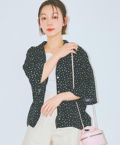 COLORME(カラーミー)の「【AKB48 伊藤百花 着用】小花柄開襟シャツ(シャツ/ブラウス・レディース・ブラック/ホワイト・FREE)」の15枚目の写真