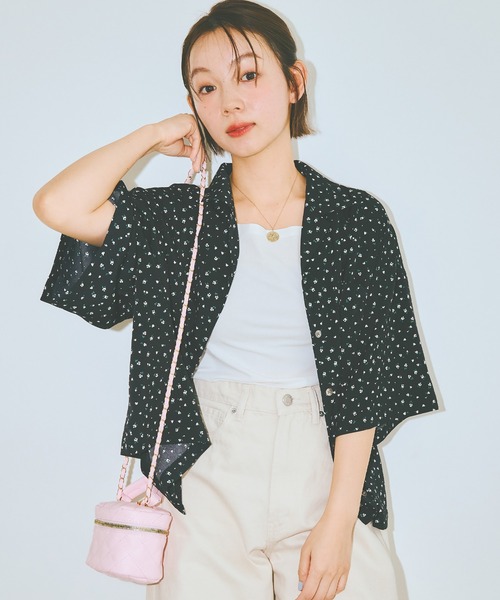 COLORME(カラーミー)の「【AKB48 伊藤百花 着用】小花柄開襟シャツ(シャツ/ブラウス・レディース・ブラック/ホワイト・FREE)」の17枚目の写真