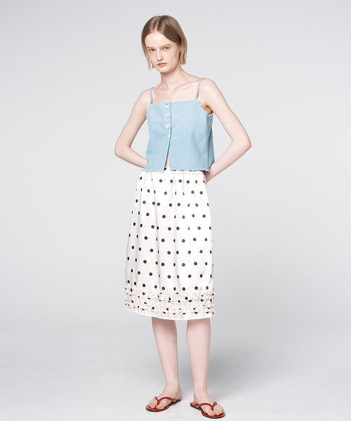 320SHOWROOM（320ショールーム）の「Polka Dot Satin Ruffle Elastic Waist Skirt Ivory（スカート・レディース・アイボリー・FREE）」の2枚目の写真