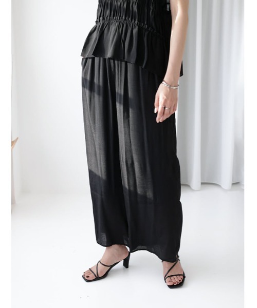 fifth(フィフス)の「ウエストギャザースラブワイドパンツ(その他パンツ・レディース・ブラック/ベージュ・M)」の3枚目の写真