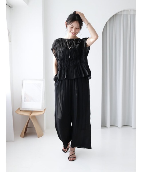 fifth(フィフス)の「ウエストギャザースラブワイドパンツ(その他パンツ・レディース・ブラック/ベージュ・M)」の7枚目の写真
