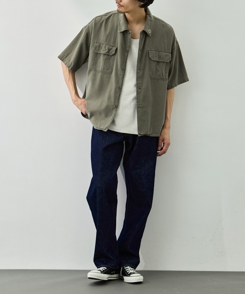 REMI RELIEF(レミレリーフ)の「【REMI RELIEF/レミレリーフ】WIDE MILITARY S/S SHIRT(小花スタッズ)(シャツ/ブラウス・メンズ・ダークグレー/カーキ・M/L/XL)」の15枚目の写真