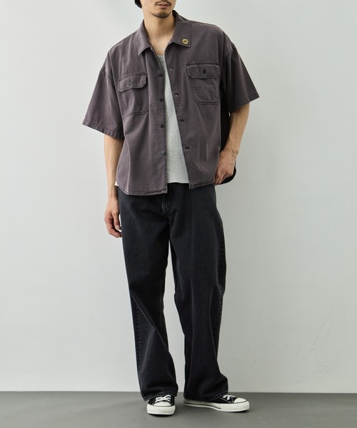 REMI RELIEF(レミレリーフ)の「【REMI RELIEF/レミレリーフ】WIDE MILITARY S/S SHIRT(小花スタッズ)(シャツ/ブラウス・メンズ・ダークグレー/カーキ・M/L/XL)」の10枚目の写真