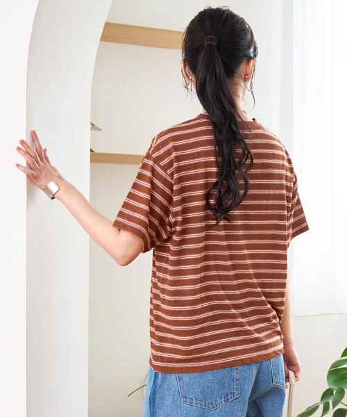 coen(コーエン)の「シアーマルチボーダーTシャツ(Tシャツ/カットソー・レディース・ワインレッド/ブラウン/ネイビー・M/L)」の8枚目の写真