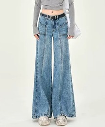 WESTBOY | Y2K ワイドシルエット 切り替えデザイン ハイウエスト デニムパンツ WOG26S2PT01(デニムパンツ)