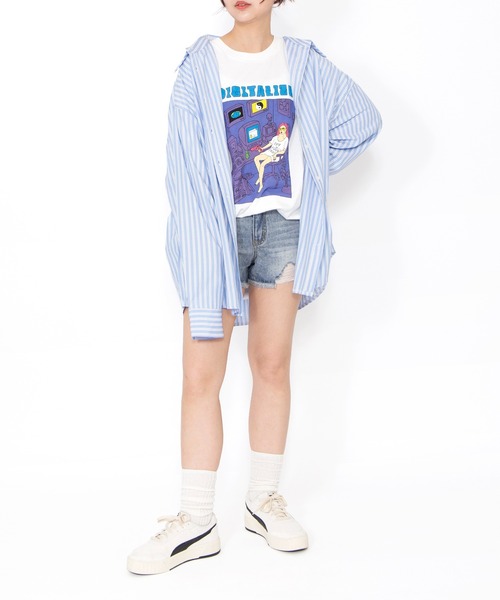 PUNYUS(プニュズ)の「ダメージデニムショートパンツ(デニムパンツ・レディース・ブラック/ライトブルー・1/2/3/4/5)」の15枚目の写真