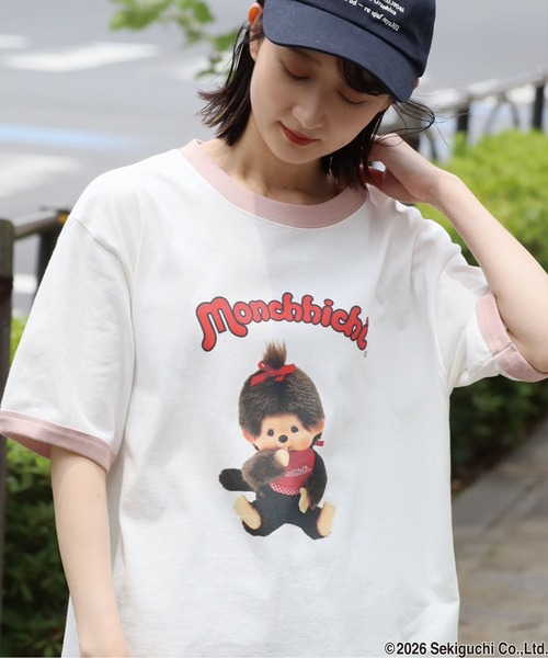 CORPUS SELECT(コーパストーキョー)の「【MONCHHICHI/モンチッチ】リンガーデザインTシャツ(Tシャツ/カットソー・レディース・ブラック/イエロー/ピンク・L/S/M)」の3枚目の写真