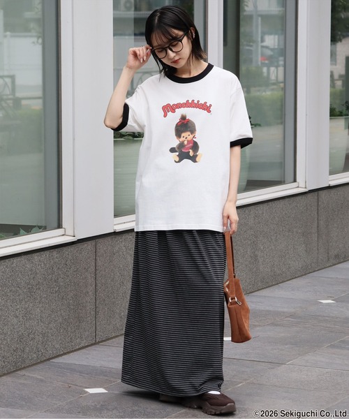 CORPUS SELECT(コーパストーキョー)の「【MONCHHICHI/モンチッチ】リンガーデザインTシャツ(Tシャツ/カットソー・レディース・ブラック/イエロー/ピンク・L/S/M)」の9枚目の写真