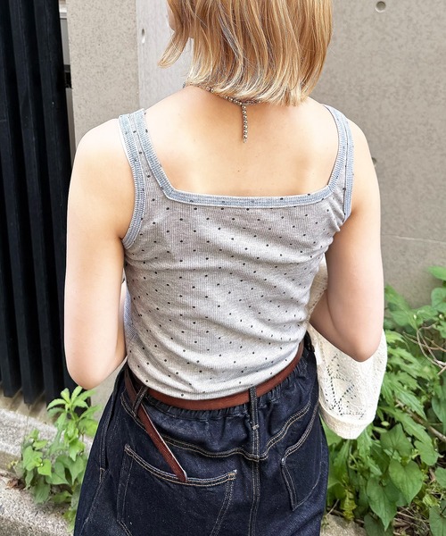 DOUBLE NAME(ダブルネーム)の「前後2WAYリブドットタンクトップ(タンクトップ・レディース・グレー/ブラック/オフホワイト・FREE)」の19枚目の写真