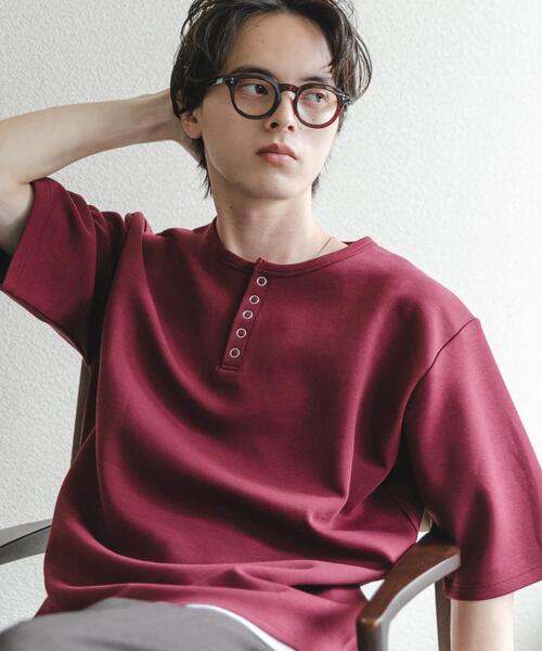 SENSE OF PLACE by URBAN RESEARCH(センスオブプレイスバイアーバンリサーチ)の「アソートヘンリーネックショートスリーブTシャツ(Tシャツ/カットソー・メンズ・グレー/ボルドー/チャコールグレー/ブラック・MEDIUM/LARGE)」の4枚目の写真