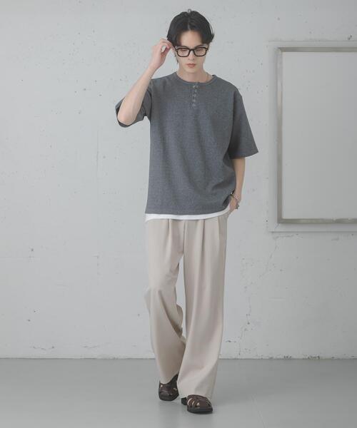 SENSE OF PLACE by URBAN RESEARCH(センスオブプレイスバイアーバンリサーチ)の「アソートヘンリーネックショートスリーブTシャツ(Tシャツ/カットソー・メンズ・グレー/ボルドー/チャコールグレー/ブラック・MEDIUM/LARGE)」の17枚目の写真
