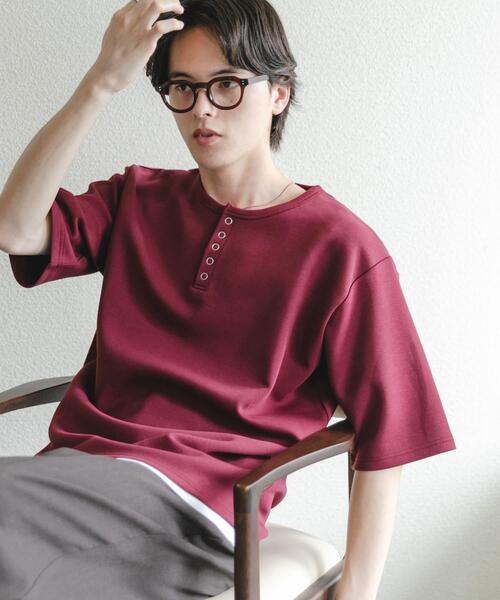 SENSE OF PLACE by URBAN RESEARCH(センスオブプレイスバイアーバンリサーチ)の「アソートヘンリーネックショートスリーブTシャツ(Tシャツ/カットソー・メンズ・グレー/ボルドー/チャコールグレー/ブラック・MEDIUM/LARGE)」の9枚目の写真