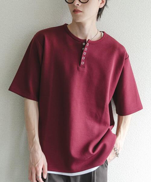 SENSE OF PLACE by URBAN RESEARCH(センスオブプレイスバイアーバンリサーチ)の「アソートヘンリーネックショートスリーブTシャツ(Tシャツ/カットソー・メンズ・グレー/ボルドー/チャコールグレー/ブラック・MEDIUM/LARGE)」の10枚目の写真