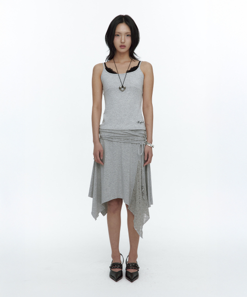 ROUGHNECK(ラフネック)の「Knit Layer Drape Skirt Gray(スカート・レディース・その他・SMALL/MEDIUM)」の2枚目の写真