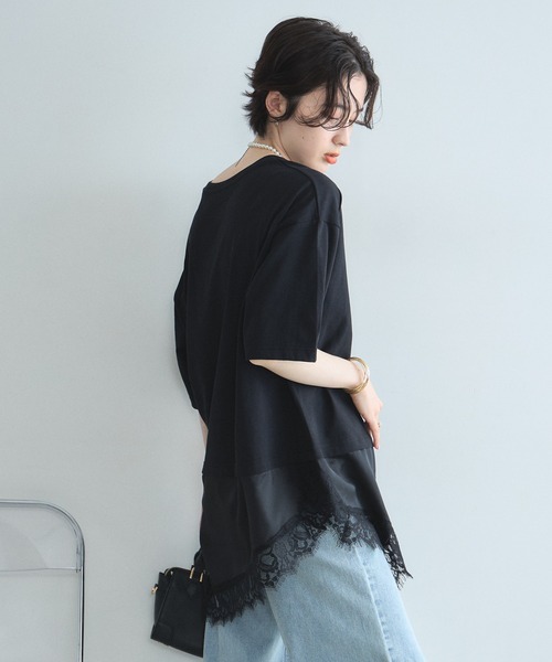 &. NOSTALGIA(アンドドットノスタルジア)の「レースドッキングTシャツ(Tシャツ/カットソー・レディース・オフホワイト/ブラック・M)」の14枚目の写真