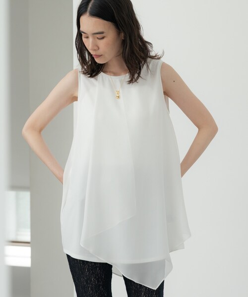 GALLEST(ギャレスト)の「ドッキングチュニックカットソー(Tシャツ/カットソー・レディース・ブラック/ホワイト/ブラウン系その他・38)」の1枚目の写真