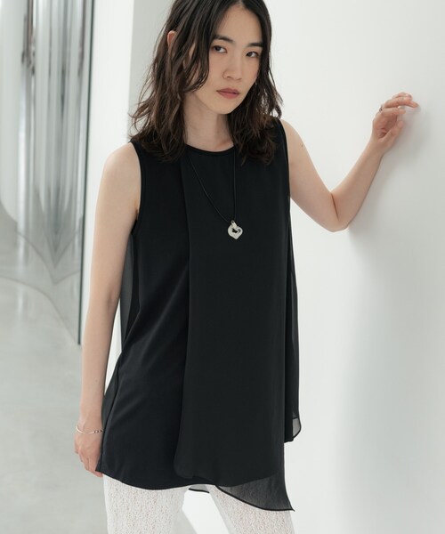 GALLEST(ギャレスト)の「ドッキングチュニックカットソー(Tシャツ/カットソー・レディース・ブラック/ホワイト/ブラウン系その他・38)」の6枚目の写真