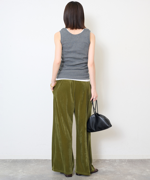 SLOBE IENA(スローブイエナ)の「ベロアリラックスパンツ(その他パンツ・レディース・ブラック/カーキ・FREE)」の5枚目の写真