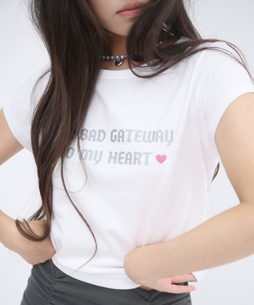 ITZAVIBE（イッザバイブ）の「502 GLITTER LETTERING T SHIRT - WHITE（Tシャツ/カットソー・レディース・その他・FREE）」の5枚目の写真