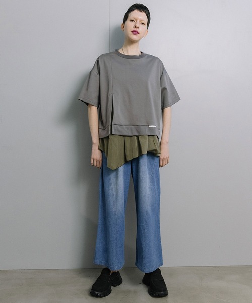 MARECHAL TERRE（マルシャルテル）の「【UVカット/接触冷感】裾フリルトップス（Tシャツ/カットソー・レディース・ネイビー/ライトグレー/チャコールグレー/ブラック・MEDIUM）」の19枚目の写真