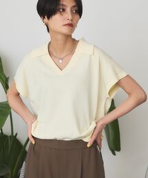 フレンチスリーブスキッパールーズニットプルオーバー