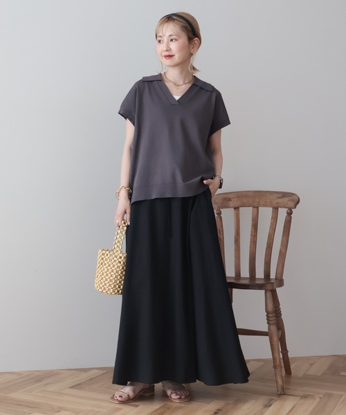AMERICAN HOLIC（アメリカンホリック）の「フレンチスリーブスキッパールーズニットプルオーバー（ニット/セーター・レディース・オフホワイト/イエロー/ブルー/チャコールグレー・FREE）」の10枚目の写真