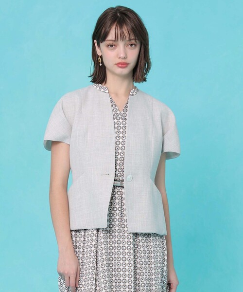 ANAYI（アナイ）の「カラミリネンライクタックスリーブジャケット（その他アウター・レディース・トップグレー/ベージュ・38/36）」の10枚目の写真