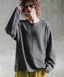 mlt5757-Textured Waffle Oversized Long Sleeve Tee ロングスリーブTシャツ(211-014-gla-cg)