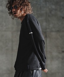 mlt5757-Textured Waffle Oversized Long Sleeve Tee ロングスリーブTシャツ(211-014-gla-cg)