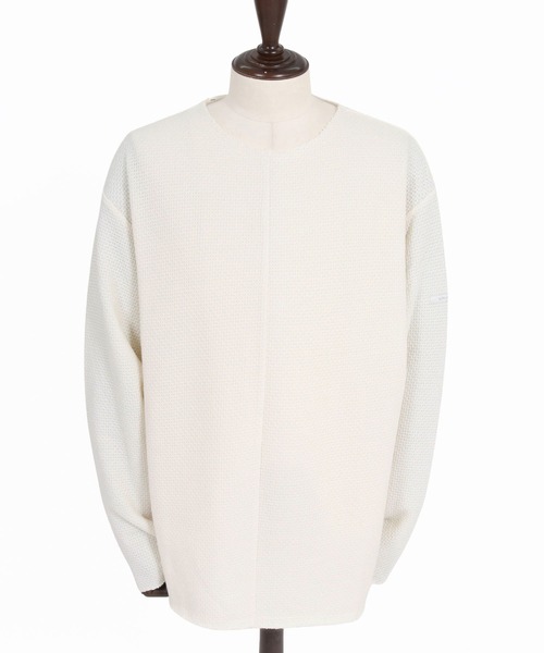 GLIMCLAP(グリムクラップ)の「mlt5757-Textured Waffle Oversized Long Sleeve Tee ロングスリーブTシャツ(211-014-gla-cg)(Tシャツ/カットソー・メンズ・ワイン/オフホワイト/チャコール/ブラック・L/M/S)」の21枚目の写真