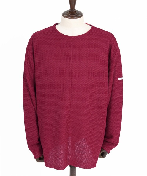 GLIMCLAP(グリムクラップ)の「mlt5757-Textured Waffle Oversized Long Sleeve Tee ロングスリーブTシャツ(211-014-gla-cg)(Tシャツ/カットソー・メンズ・ワイン/オフホワイト/チャコール/ブラック・L/M/S)」の22枚目の写真