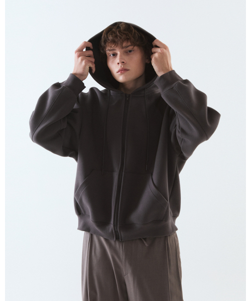 THEENDQUESTION(ジエンドクエスチョン)の「Neoprene hood zip-up jumper / BROWN(パーカー・レディース・その他・1/2)」の2枚目の写真