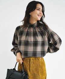 自由区（ジユウク）の「TWハイツイストビエラチェックスタンドカラー ブラウス（シャツ/ブラウス）」