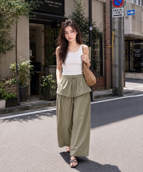 KONVINI(コンビニ)の「【KONVINI select】フリルウエスト ワイドパンツ レディース イージーパンツ バルーンパンツ リラックス 韓国ファッション(その他パンツ・レディース・ブラック/ベージュ/ホワイト/カーキ・FREE)」の17枚目の写真