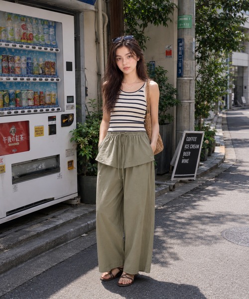 KONVINI(コンビニ)の「【KONVINI select】フリルウエスト ワイドパンツ レディース イージーパンツ バルーンパンツ リラックス 韓国ファッション(その他パンツ・レディース・ブラック/ベージュ/ホワイト/カーキ・FREE)」の18枚目の写真