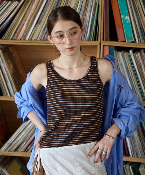 GEORGE'S(ジョージズ)の「マルチボーダータンク(タンクトップ・レディース・ネイビー/ベージュ/ブルー・FREE)」の19枚目の写真