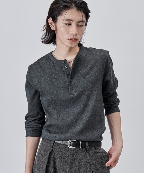 SINSS(シンス)の「Compact rib henley LS T-shirt / コンパクトリブヘンリーロングスリーブTシャツ(Tシャツ/カットソー・メンズ・ホワイト/ブラック/チャコールグレー・X-SMALL/SMALL/MEDIUM/LARGE)」の3枚目の写真