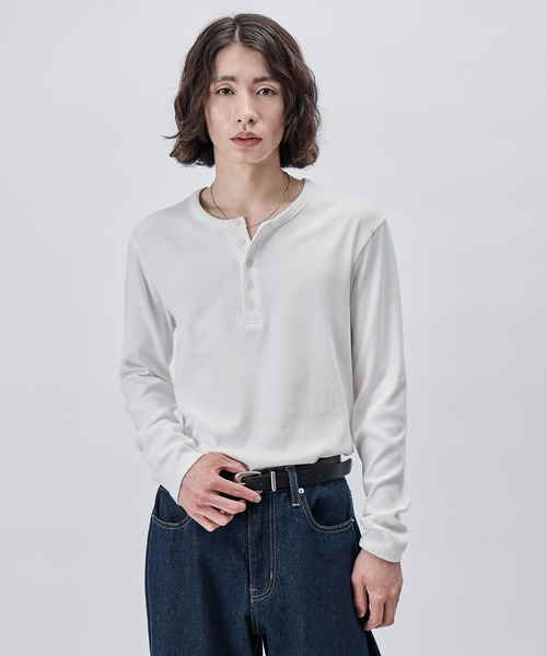 SINSS(シンス)の「Compact rib henley LS T-shirt / コンパクトリブヘンリーロングスリーブTシャツ(Tシャツ/カットソー・メンズ・ホワイト/ブラック/チャコールグレー・X-SMALL/SMALL/MEDIUM/LARGE)」の5枚目の写真