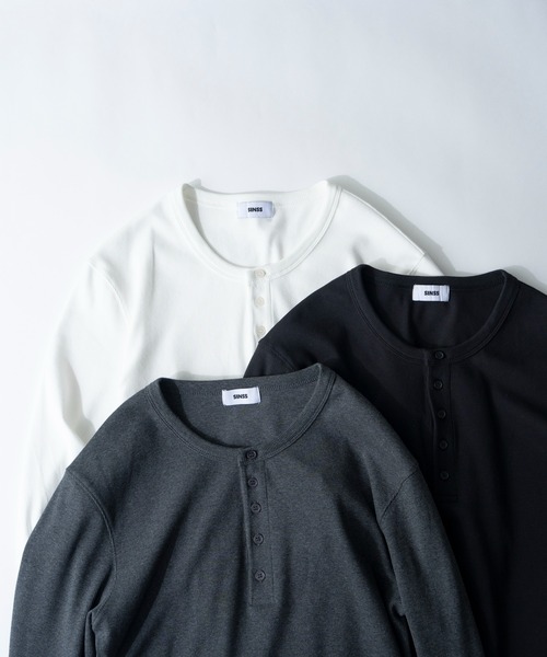 SINSS(シンス)の「Compact rib henley LS T-shirt / コンパクトリブヘンリーロングスリーブTシャツ(Tシャツ/カットソー・メンズ・ホワイト/ブラック/チャコールグレー・X-SMALL/SMALL/MEDIUM/LARGE)」の10枚目の写真