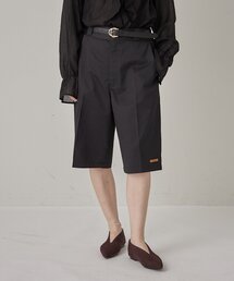 【裾にレザータグ付き/ウエストサイズ調整可能】チノハーフパンツ