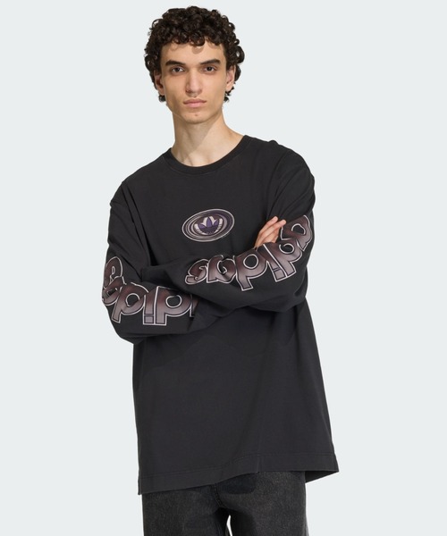 アディダス　オリジナルス　長袖　Tシャツ　アディカラー　ブラック　黒　Lサイズ セール】90s オルタナティブ スポーツ アーカイブ グラフィック長袖T