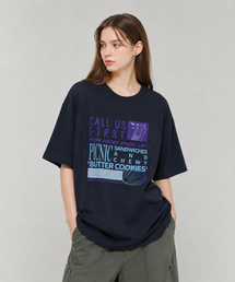 ファーストピクニックタイポ半袖Tシャツ(ネイビー)