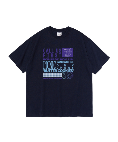 CARGOBROS FOR WOMAN(カーゴブロスフォーウィメン)の「ファーストピクニックタイポ半袖Tシャツ(ネイビー)(Tシャツ/カットソー・レディース・その他・SMALL/MEDIUM/LARGE/X-LARGE/2XL)」の2枚目の写真