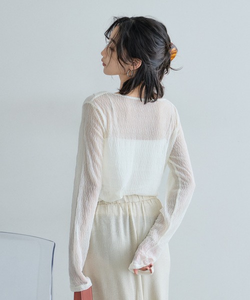 &. NOSTALGIA(アンドドットノスタルジア)の「レースドレープトップス(Tシャツ/カットソー・レディース・オフホワイト/ブラック・M)」の9枚目の写真
