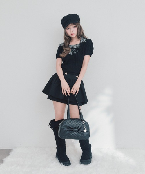 OLIVE des OLIVE(オリーブデオリーブ)の「シャツレイヤードケーブルトップス(ニット/セーター・レディース・ブラック/ブラウン/ピンク/ベージュ系その他・FREE)」の6枚目の写真