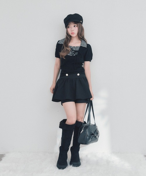 OLIVE des OLIVE(オリーブデオリーブ)の「シャツレイヤードケーブルトップス(ニット/セーター・レディース・ブラック/ブラウン/ピンク/ベージュ系その他・FREE)」の7枚目の写真