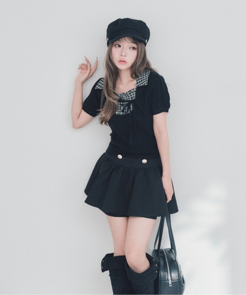 OLIVE des OLIVE(オリーブデオリーブ)の「シャツレイヤードケーブルトップス(ニット/セーター・レディース・ブラック/ブラウン/ピンク/ベージュ系その他・FREE)」の9枚目の写真