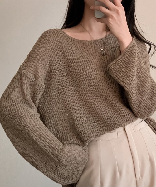 AMAJI(アマジ)の「ルーズシルエット ロング丈 ニットトップス(ニット/セーター・レディース・ブラック/ベージュ/カーキ/パープル・FREE)」の3枚目の写真