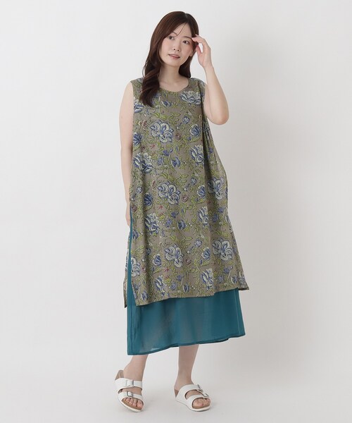 one'sterrace(ワンズテラス)の「リゾート プリントボイルワンピース(ワンピース・レディース・グリーン系その他6/ブラック系8/ベージュ系8・02)」の8枚目の写真