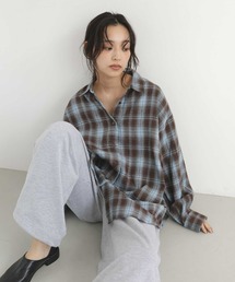 スカーフ付きネルチェックシャツ